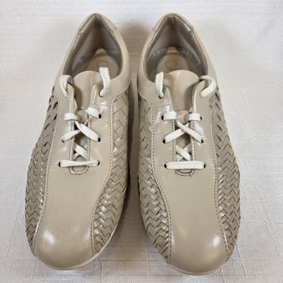 Cole Haan Oxford Sneakers Leather Woven Metallic Beige Women's 10 AA - Picture 2 of 13